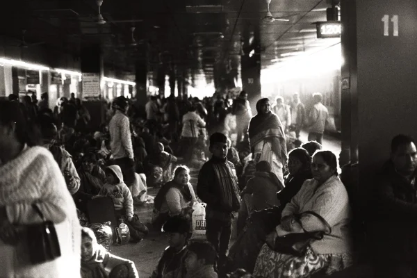 Train Station In India People Waiting