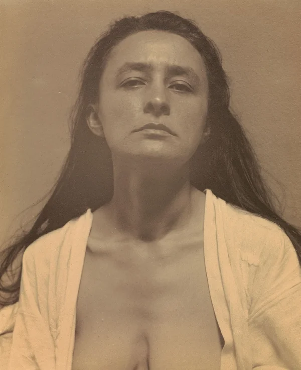 georgia-o-keeffe-frontal-portrait-long-hair female