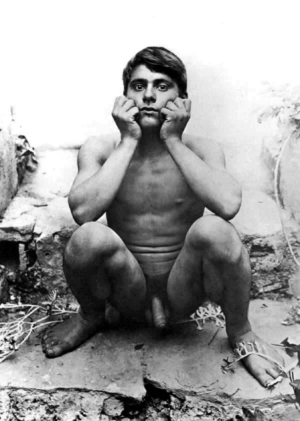 crouching-nude-boy male