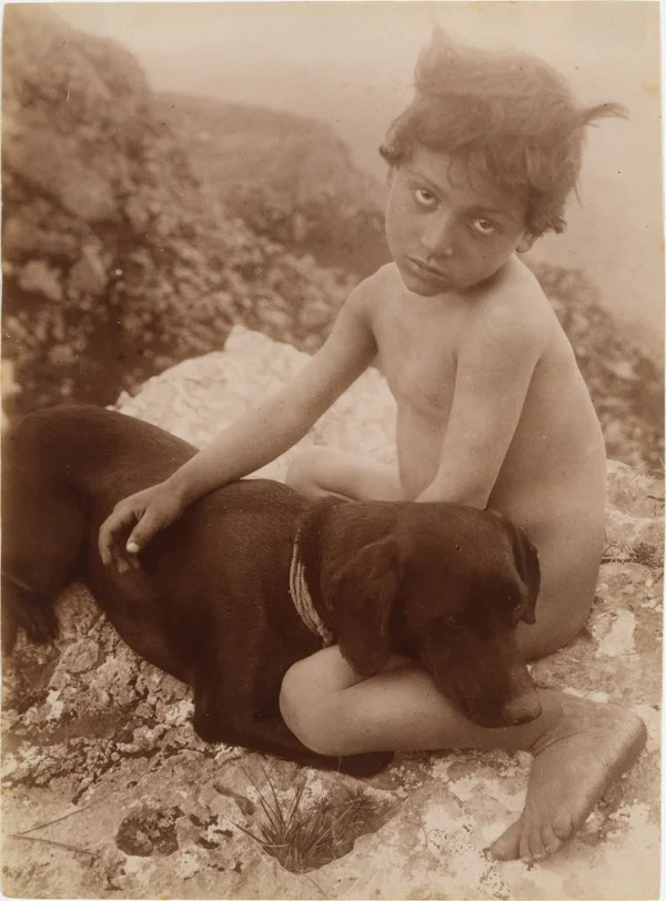 nude-young-child-dog-lap male