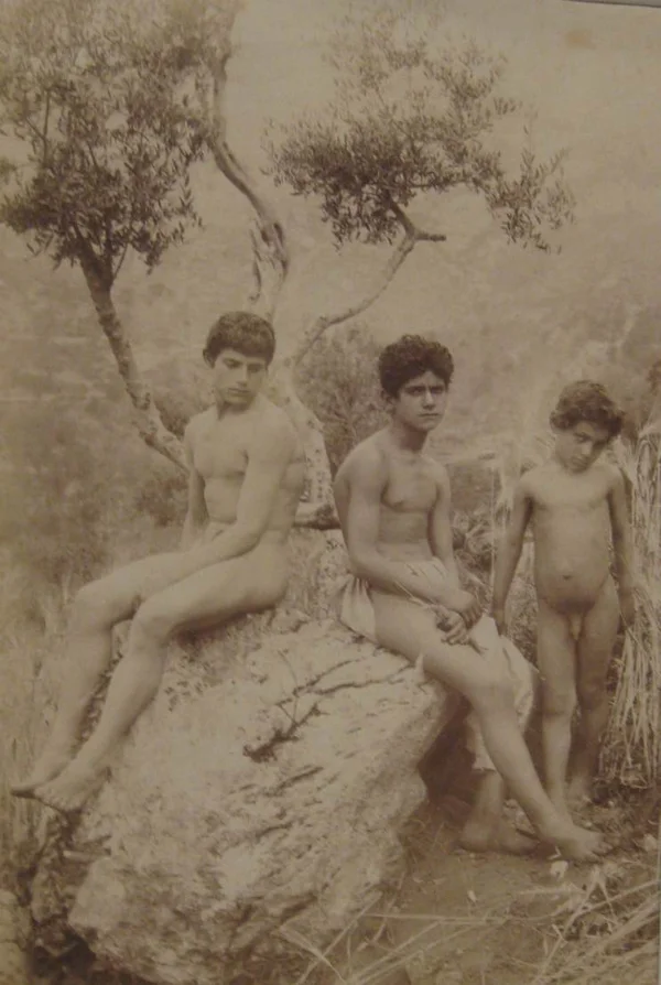 three-boys three-boys-in-country landscape male