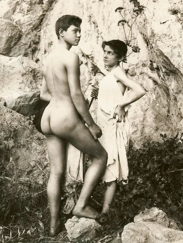 two-boys-front-rock male