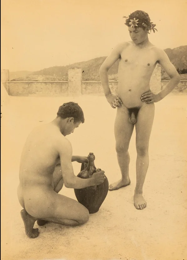 two-boys-with-amphora-outside-naked-waring-passion-flowers male