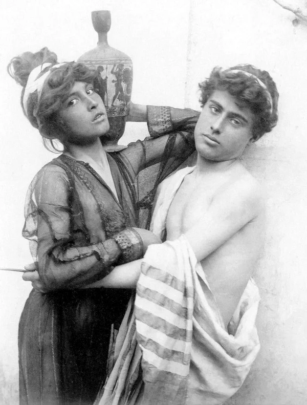 two-draped-boys-greek-vase male