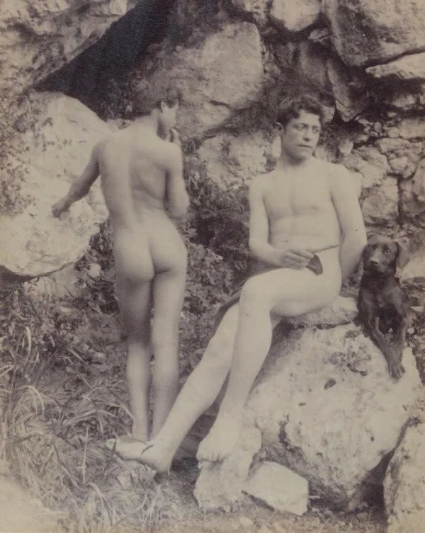 two-nude-men-by-cave male