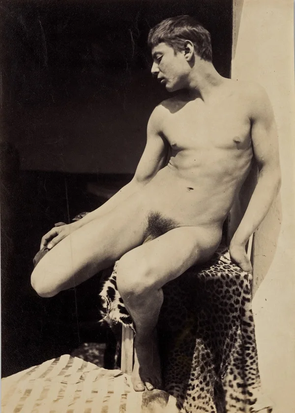 naked-boy-sitting-on-leopard-skin male