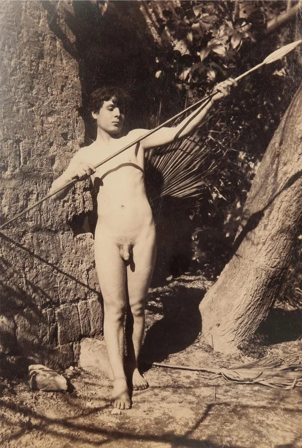 naked-boy-with-spear-garden-mergellina-posillipo male