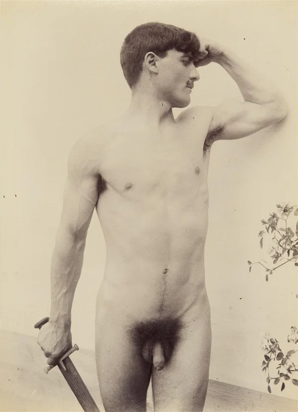 naked-man-holding-sword male