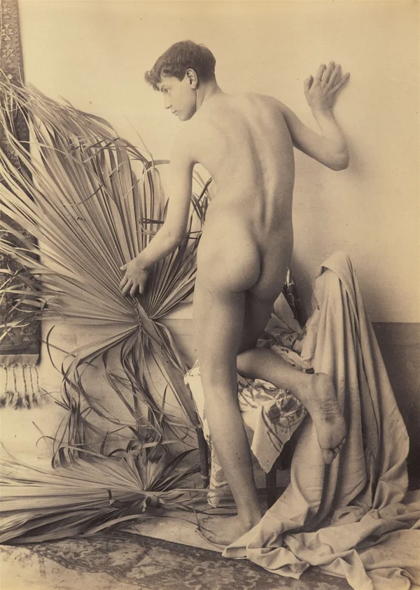 nude-boy-from-behind-with-knee-on-stool male