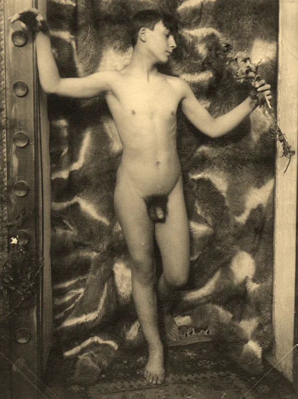 nude-boy-in-front-of-fur male