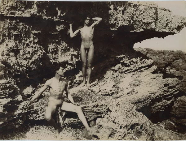 two-naked-algerian-boys-along-seashore male