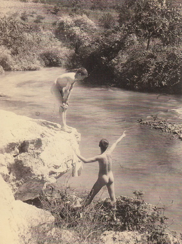 two-naked-boys-by-stream male