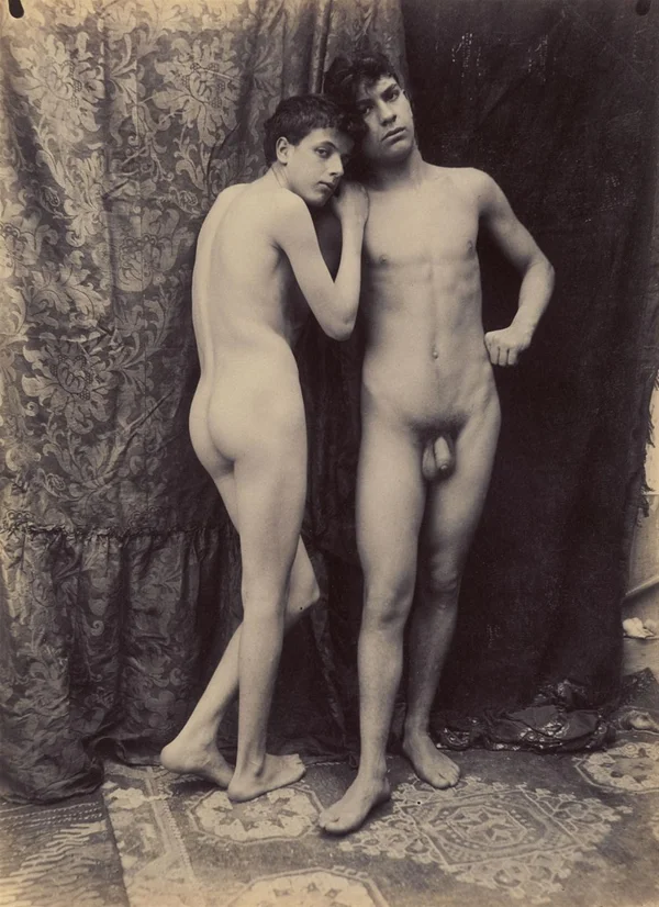 two-naked-lads-standing-in-front-of-brocade-cloth rome male