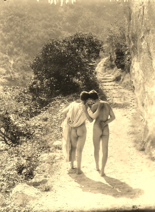 two-nude-boys-on-mountain-trail male